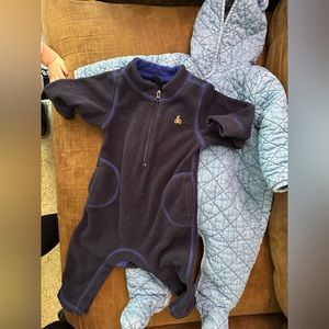 Baby Gap Quilted Denim Chambray Bear Snow Suit, and one piece baby gap fleece